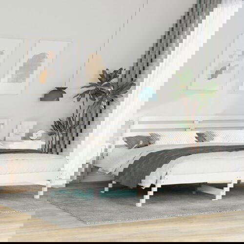 vidaXL Konstrukcija postelje Bela 160 x 220 cm Masivno borovo les Cene