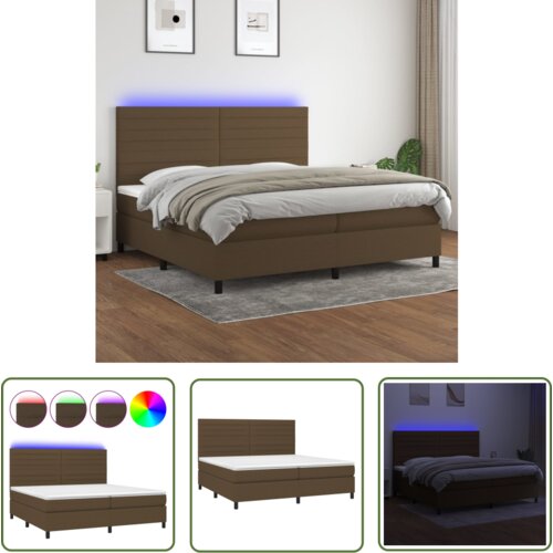 The Living Store Box spring postelja z vzmetnico LED temno rjava 200x200cm blago - Box Spring Postelja, (21737473) Cene
