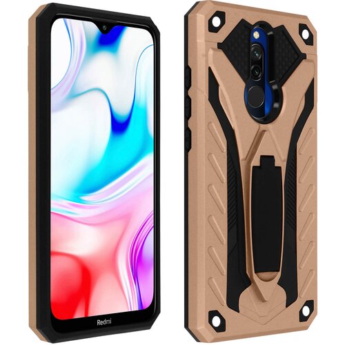 AVIZAR Ovitek za Xiaomi Redmi 8 / 8A iz dveh materialov, odporen proti udarcem, s stojalom za video podporo - rožnato zlato, (20720219) Cene