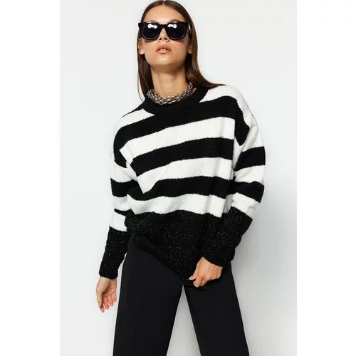 Trendyol Black Wide fit Shimmer Detailed Bouquet Knitwear Sweater