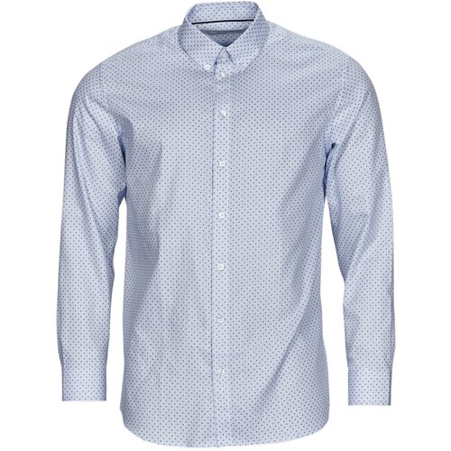 Selected Srajce z dolgimi rokavi ETHAN MICRO MOTIF SLIM FIT Modra Cene