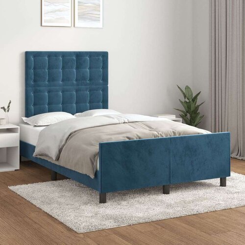  Posteljni okvir z vzglavjem temno moder 120x200 cm žamet, (20905050) Slike
