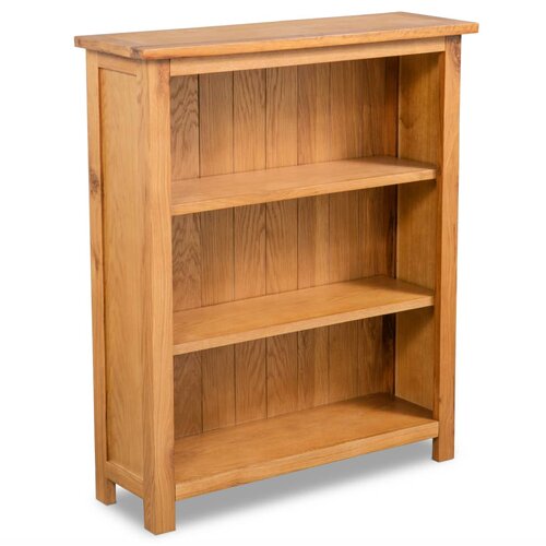 VidaXL Knjižna omara 3-nadstropna 70x22,5x82 cm trdna hrastovina Slike