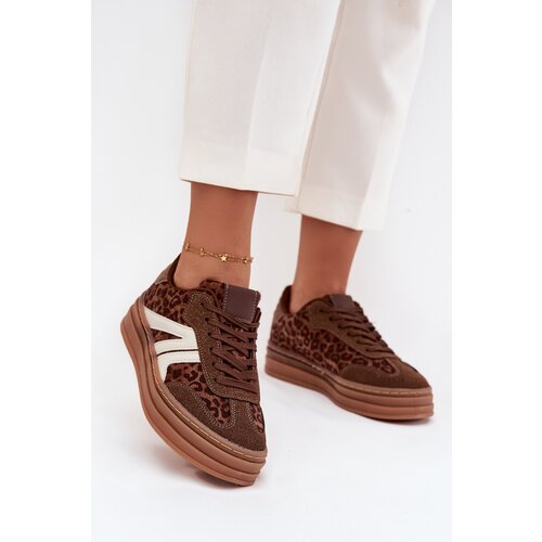 Boto Women&amp;#039;s Sneakers On Platform Leopard Print Brown Skye Slike