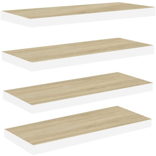 VidaXL Stenske police 4 kosi hrast in bele 60x23,5x3,8 cm MDF Slike