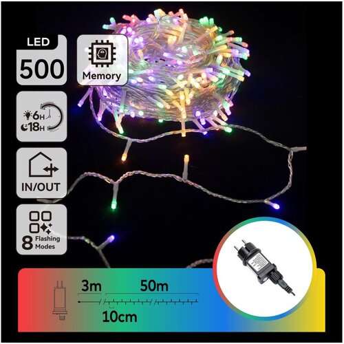 Aigostar LED spolja&amp;scaron;nji božićni niz 500xLED/8 funkcija 53m IP44 vi&amp;scaron;ebojno Slike