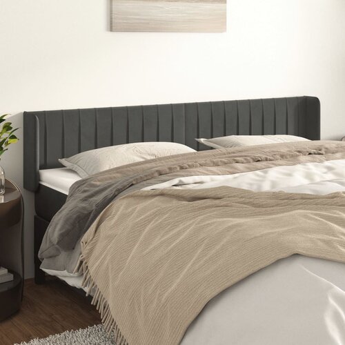 VidaXL Uzglavlje s u&amp;scaron;ima tamnosivi 163x16x78/88 cm bar&amp;scaron;unasti Slike