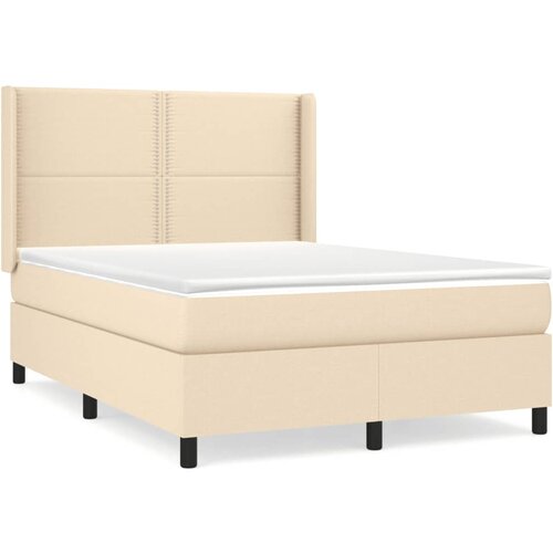 VidaXL Box spring postelja z vzmetnico krem 140x190 cm blago, (20893539) Slike