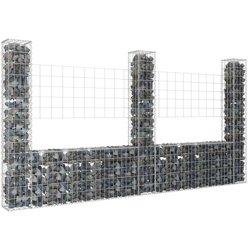  Gabionska ko&amp;scaron;ara U-oblika s 3 stupa 260 x 20 x 150 cm željezna Slike