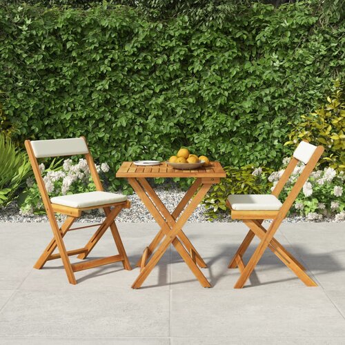 VidaXL 3-dijelni sklopivi bistro set i jastuci masivno bagremovo drvo Slike