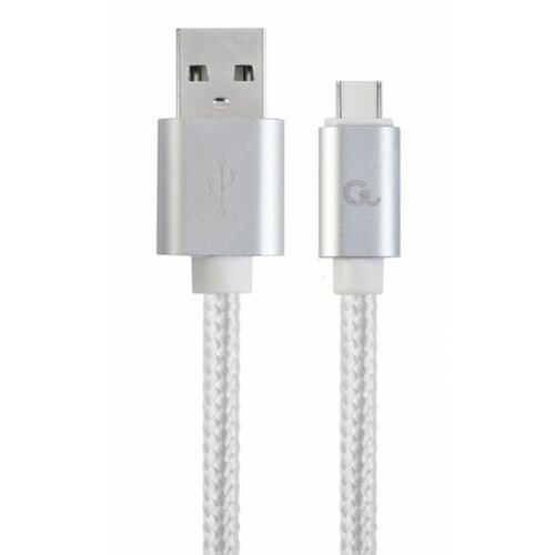 Gembird CCB mUSB2B AMCM 6 S Cotton braided Type C USB cable with metal connectors, 1.8 m, silver Slike