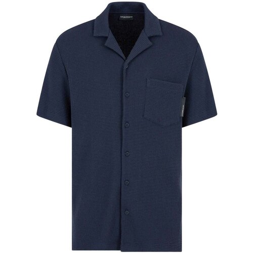 Emporio Armani Waffle Jersey Lounge Shirt Navy Blue Plava Slike