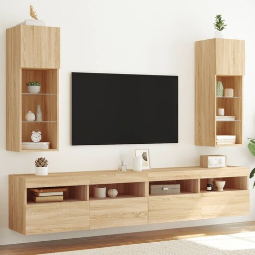 Furnova TV omarica z LED lučkami 2 kosa sonoma hrast 30,5x30x90 cm, (22012360) Cene