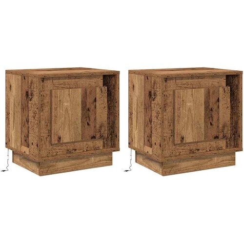  Noćni ormar S LED lampica 2 pcs Staro drvo 44 x 34,5 x 45 cm Slike