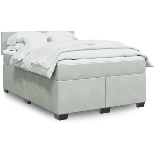 vidaXL Box spring postelja z vzmetnico svetlo siva 160x200 cm žamet vidaXL Box spring postelja z vzmetnico svetlo siva 160x200 cm žamet