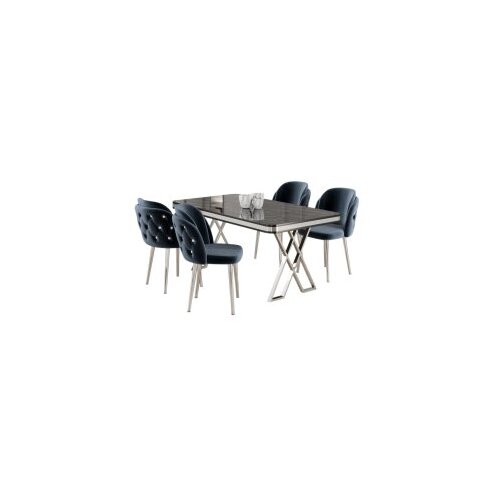 Hanah home Set Trpezarijski sto i 4 stolice Rigel, plava i bijela Cene