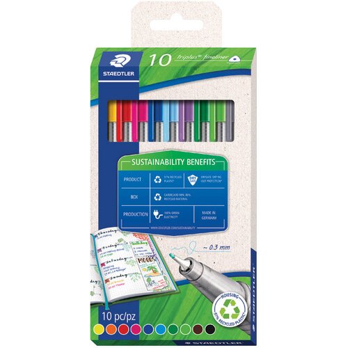  FLOMASTER FINELINER 0,3MM PK10 RECIKLIRANI TRIPLUS STAEDTLER 334 RC10 Slike