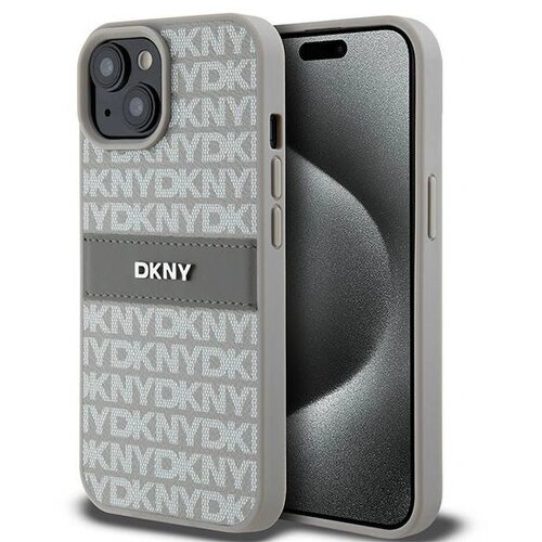 Dkny USNJENI OVITEK MONO S STRIPE & METAL LOGO ZA IPHONE 15 PLUS 14 PLUS BEŽ, (21899017) Cene