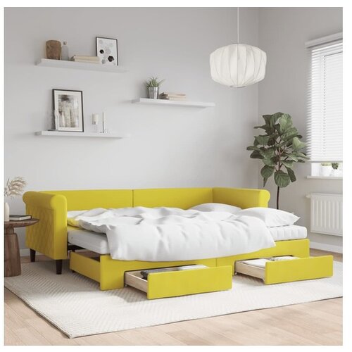 VidaXL Izvlečna dnevna postelja s predali rumena 80x200 cm ž Slike