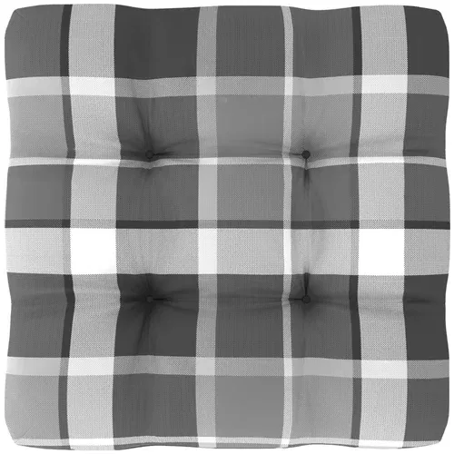 Jastuk za sofu od paleta sivi karirani 50 x 50 x 10 cm