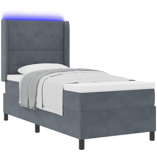vidaXL Postelja z vzmetnico in LED temno siva 100x200 cm žamet Cene