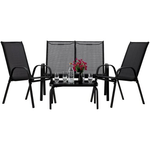 Chomik set baštenskog nameštaja sa stočićem - crni NEO6397 Slike