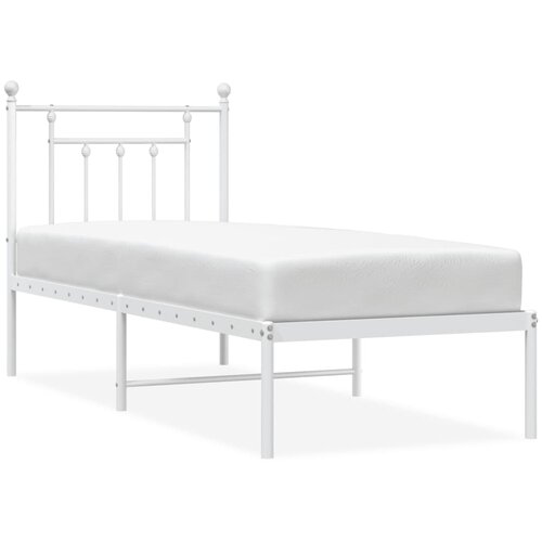 VidaXL Kovinski posteljni okvir z vzglavjem bel 75x190 cm, (20788260) Slike