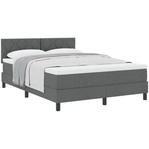 VidaXL Postelja s vzmetnico Temno siva 140x190 cm Tkanina Slike