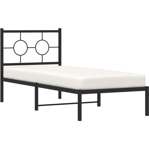  Metalni okvir za krevet s uzglavljem crni 80x200 cm Slike