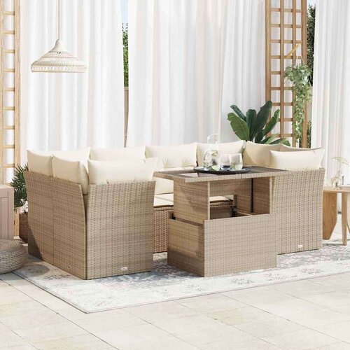 VidaXL 7-dijelni set vrtnih sofa od poliratana s jastucima bež Slike