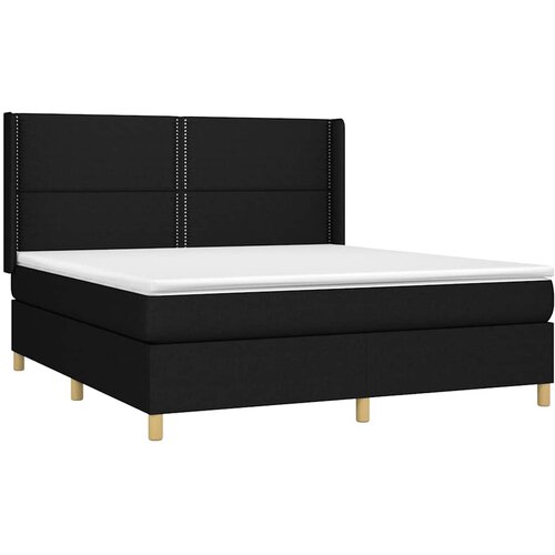  Krevet s oprugama i madracem crni 160x200 cm od tkanine Slike