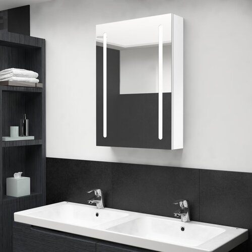 Furnova LED kopalniška omarica z ogledalom sijoče bela 50x13x70 cm, (21947368) Cene