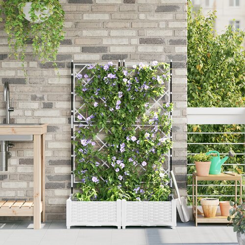 VidaXL Vrtne Sadilice Bijela Plastika 80 x 40 x 125.5 cm Sadilice Slike