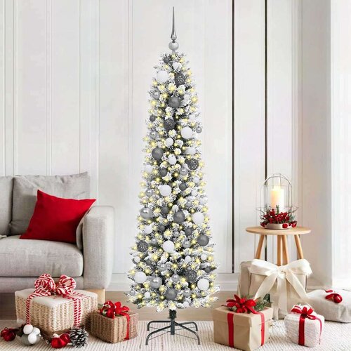VidaXL Umjetno božićno drvce Bijelo 180 cm PVC i Metal i Plastika Slike