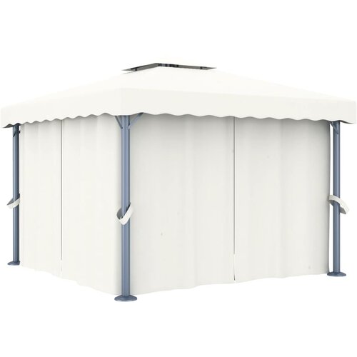 vidaXL Paviljon z zaveso 3x3 m kremno bel aluminij Cene