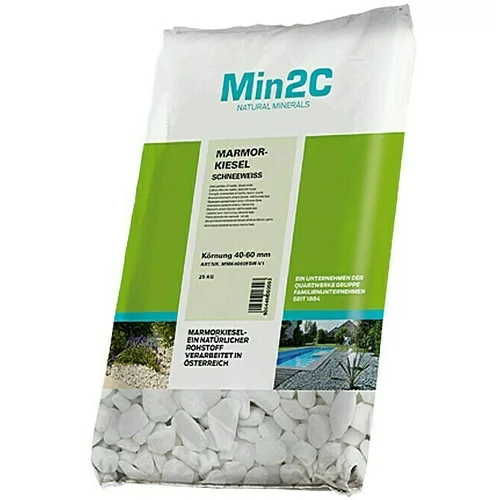 Min2C ukrasni kamenčići (sniježno bijele boje, granulacija: 40 mm - 60 mm, 25 kg)