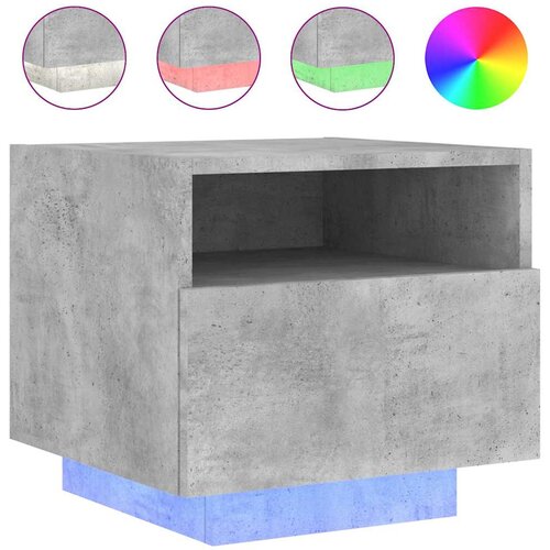  Noćni ormarići s LED svjetlima 2 kom boja betona 40x39x37 cm Slike