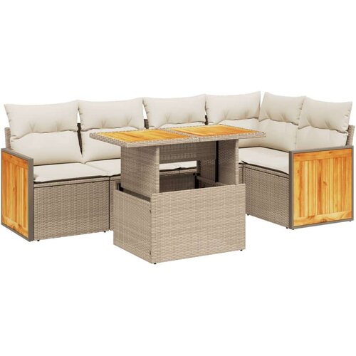 VidaXL 6-dijelni set vrtnih sofa s jastucima bež od poliratana Slike