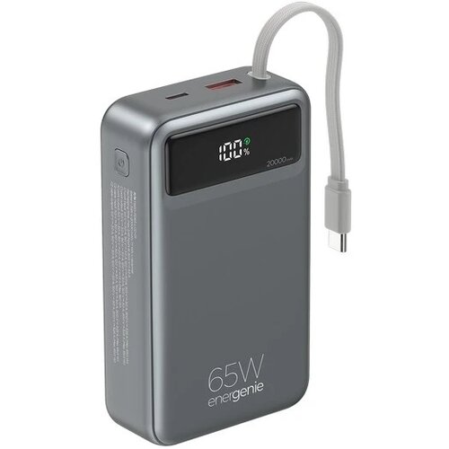 Gembird PB20-PD65-LCD-01 powerbank od 65W za brzo punjenje sa integrisanim kablovima, 20000 mah Slike