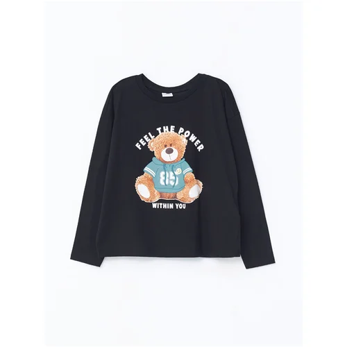 LC Waikiki Crew Neck Printed Long Sleeve Girls' T-Shirt