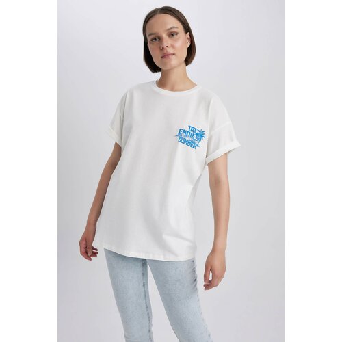 Defacto Oversize Fit Crew Neck Printed Short Sleeve T-Shirt Cene