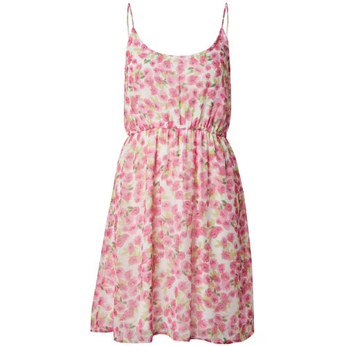 Vero_Moda Ljetna haljina 'SMILLA' maslinasta / roza / svijetloroza / bijela