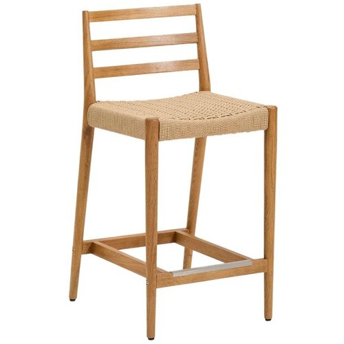 Kave Home Barska stolica od punog hrasta u prirodnoj boji (visine sjedala 65 cm) Analy &ndash; Cijene
