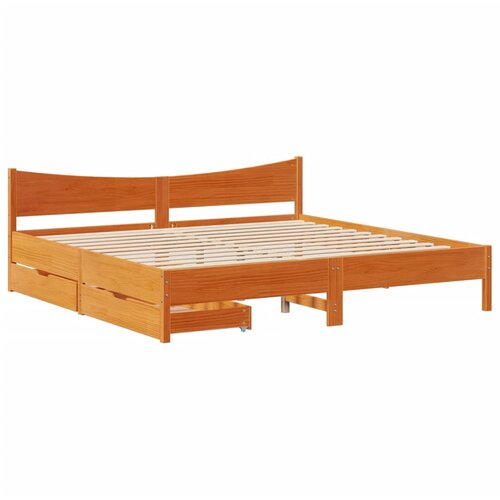 VidaXL Okvir kreveta s ladicama vo&amp;scaron;tano smeđi 200x200 cm od borovine Slike