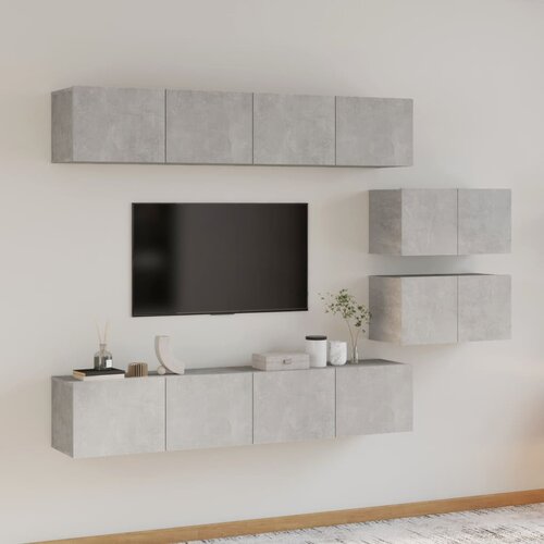 The Living Store Komplet TV omaric 6-delni betonsko siv inženirski les - Komplet TV Omaric, (21374528) Slike