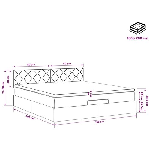  Podesivi krevet s madracem Tamnozelena 160 x 200 cm Bar&amp;scaron;un - Tamnozelena 160 x 200 cm Dizajn s rombovima Slike