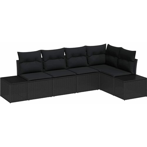  Sjedeća garnitura za vrt 5 kom. Crna poliratan 264 x 154 x 69 cm Slike