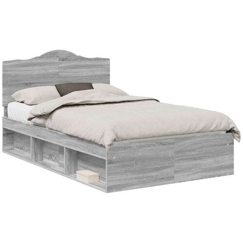  Okvir za krevet s uzglavljem Siva Sonoma 120 x 190 cm Slike