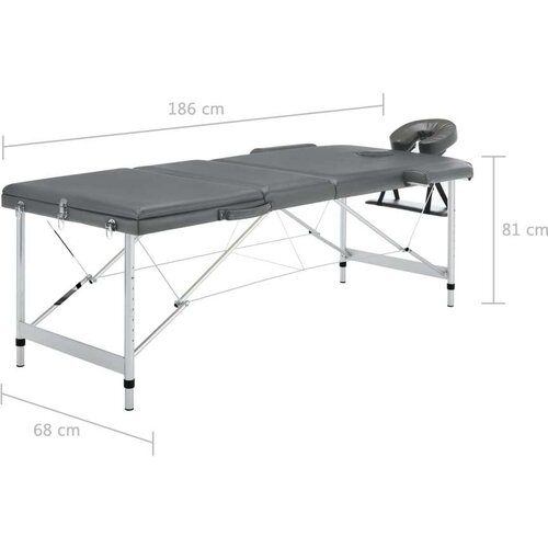 VidaXL Masažna miza s 3 conami aluminijast okvir antracit 186x68 cm Slike
