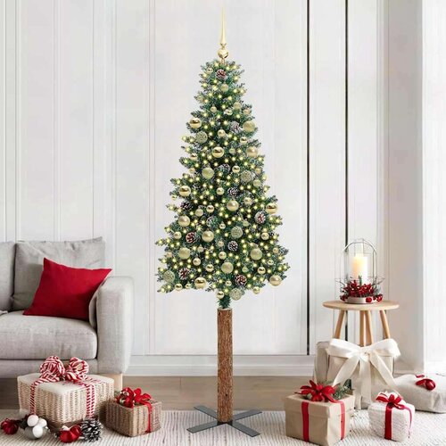 vidaXL Ožja jelka med 300 LED Zelena in Bela 210 cm PVC in trden bor Cene